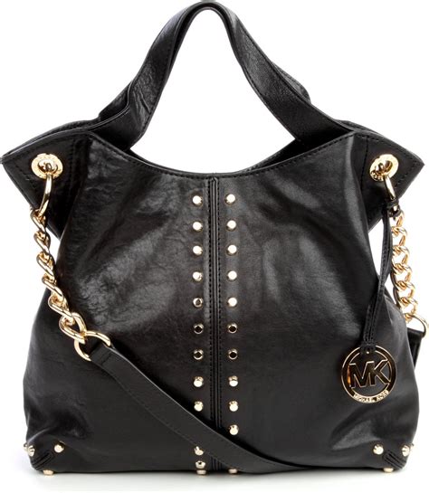 michael michael kors astor& 39|Michael Kors black studded handbag.